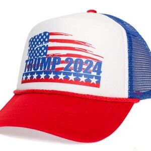 Trump 2024 Hat Take America Back Cap Adult Truckers Snapback Royal/Red/White